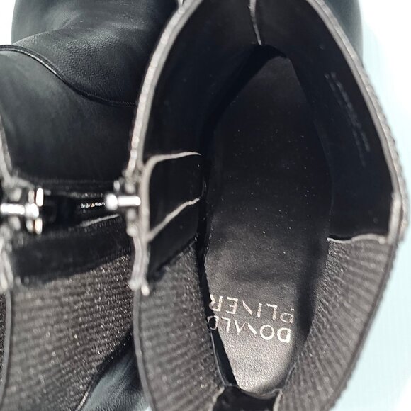 NEW Donald Pliner Labell Ankle Boot Womens 10 Black Leather Platform Heeled - Picture 12 of 15